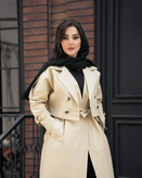 بارانی بلند دوتکه کتان زنانه