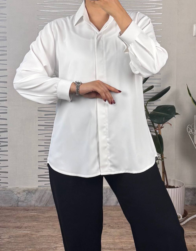 خرید شومیز بیسیک سفید دخترانه