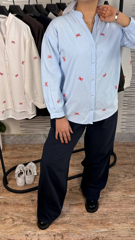 خرید شومیز پاپیون دار لینن