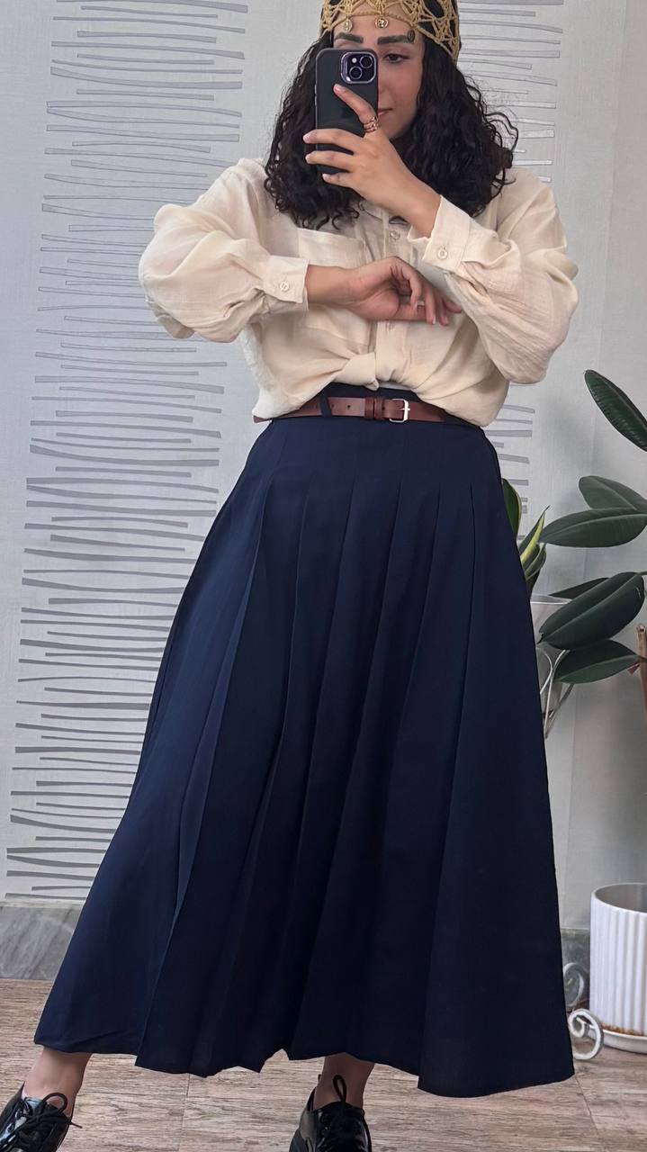 خرید دامن سورمه ای رنگ دخترانه شیک