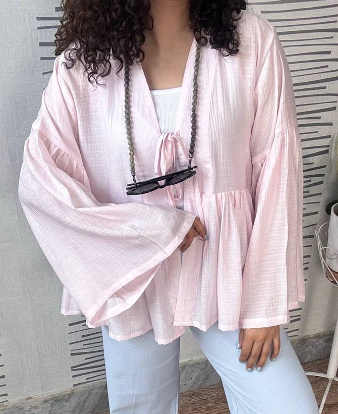 شومیز صورتی پودری دخترانه