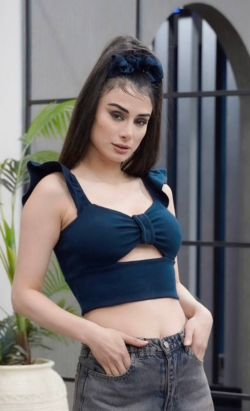 خرید کراپ تاپ دخترونه با پارچه کبریتی