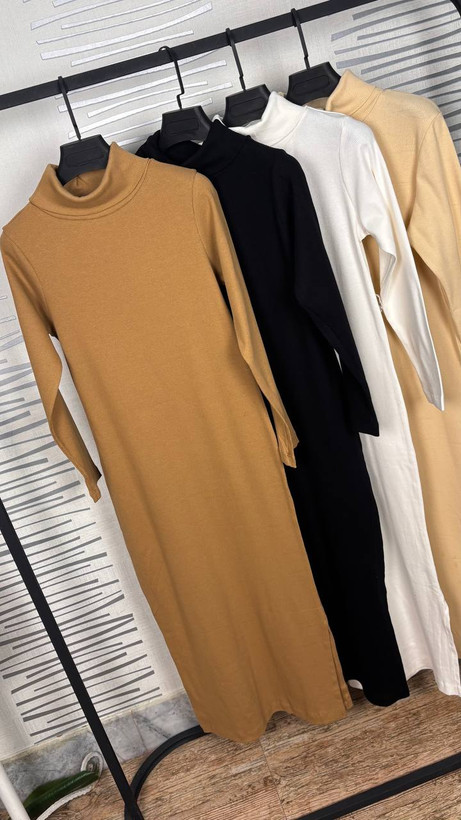 خرید پیراهن بلند کبرتی یقه اسکی زنانه