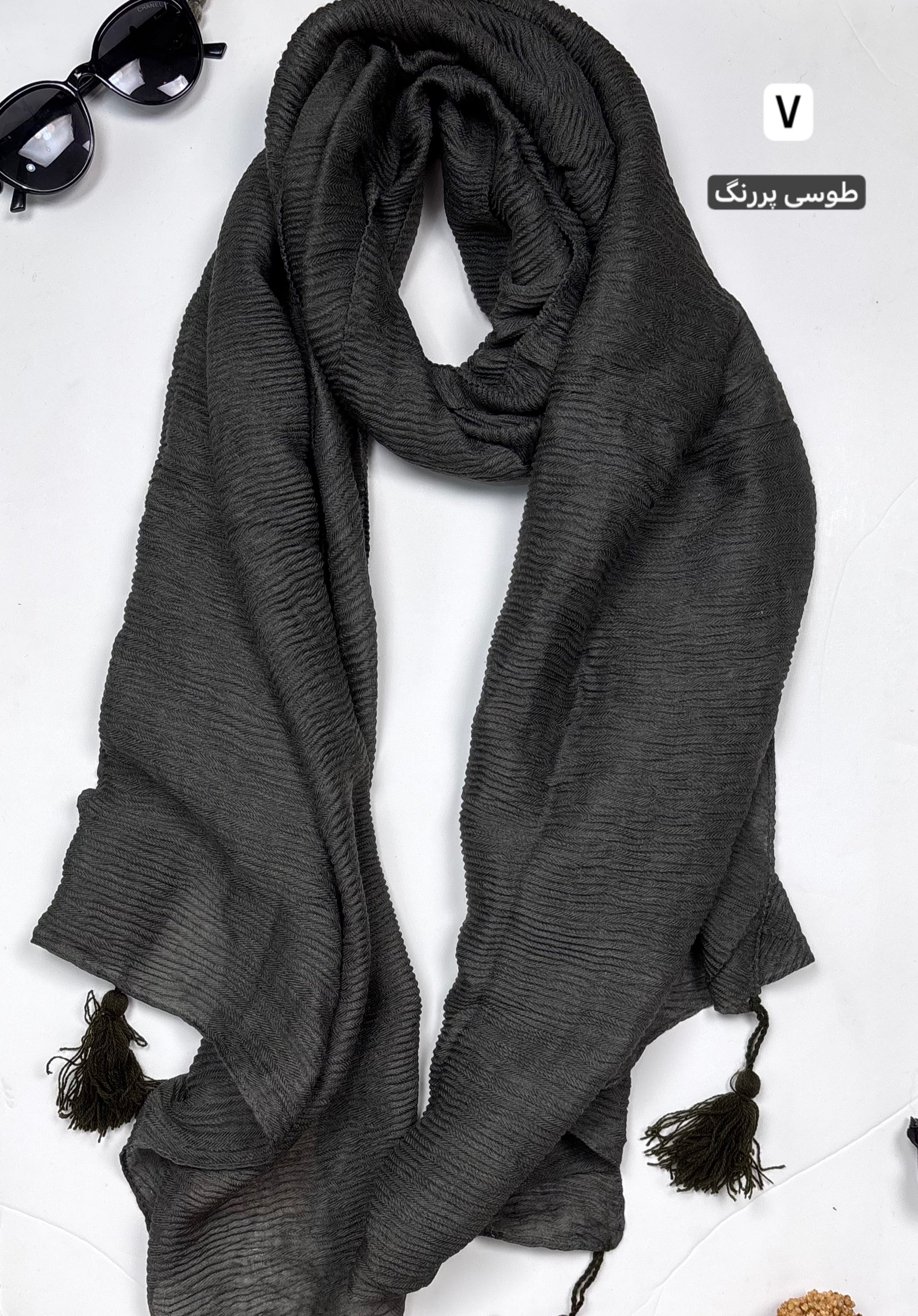 شال پلیسه جناقی پاییزی سبز