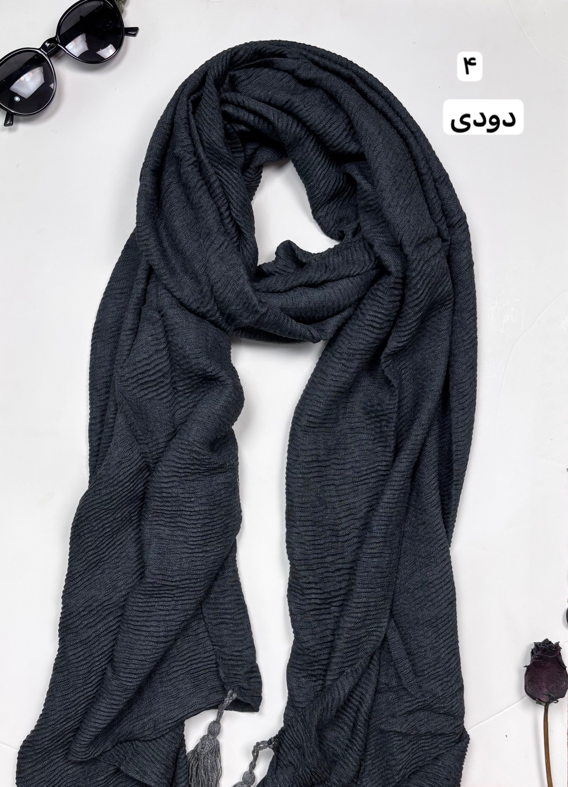 خرید شال دودی رنگ پلیسه پاییزی از اصفهان