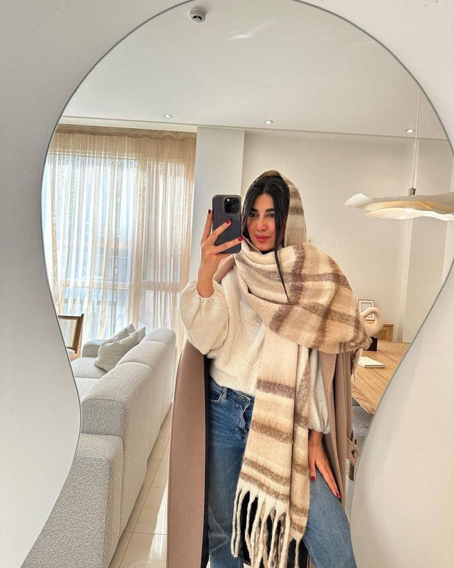 خرید شال چهارخونه بیگ اسکارف زنانه