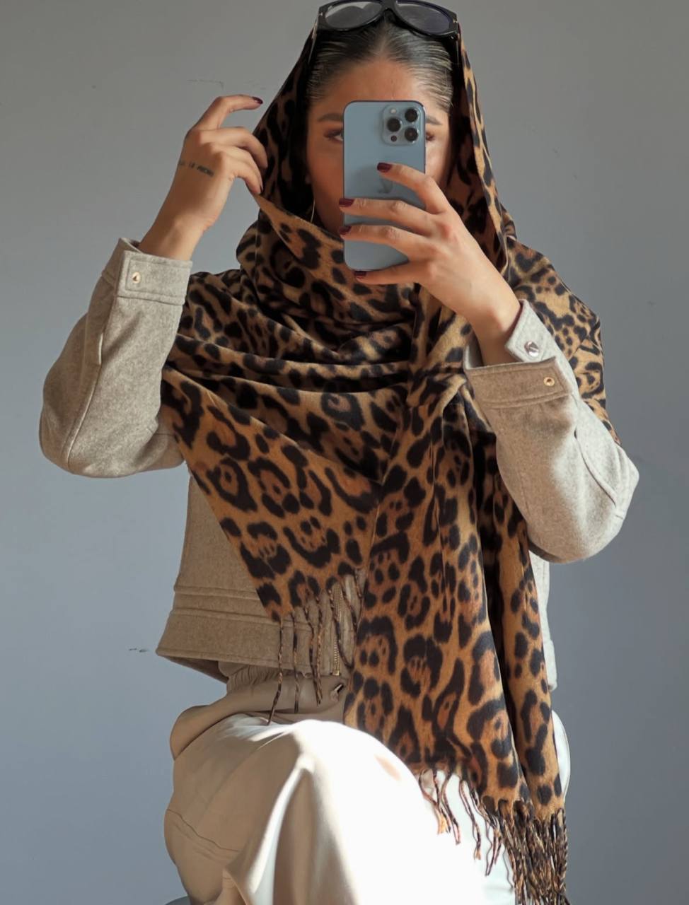 خرید شال موهر بزرگ پلنگی زنانه