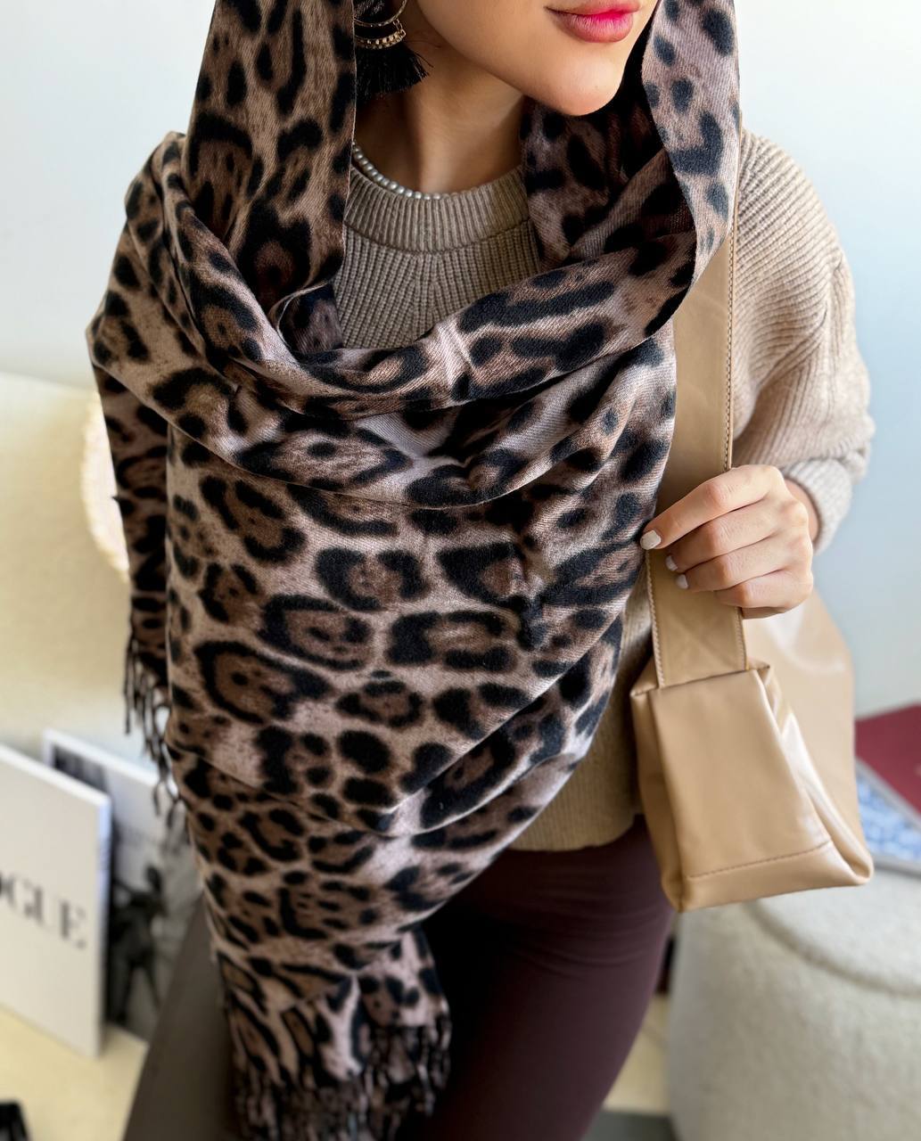 خرید شال پلنگی زمستانی زنانه