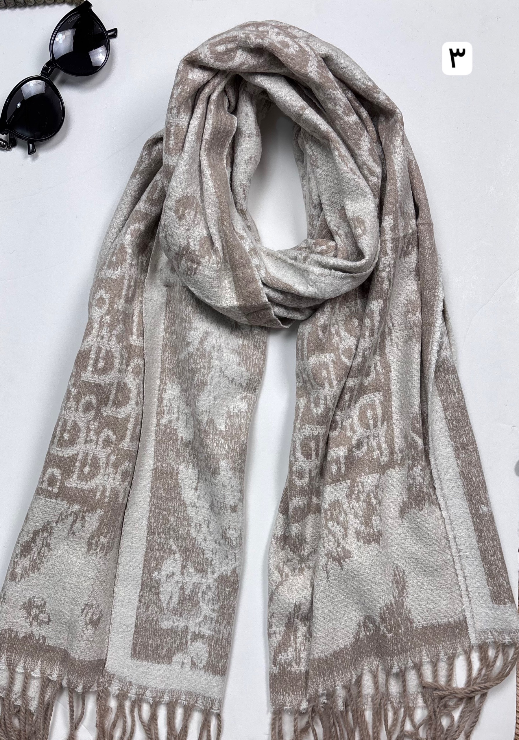 خرید شال موهر کرمی رنگ زنانه