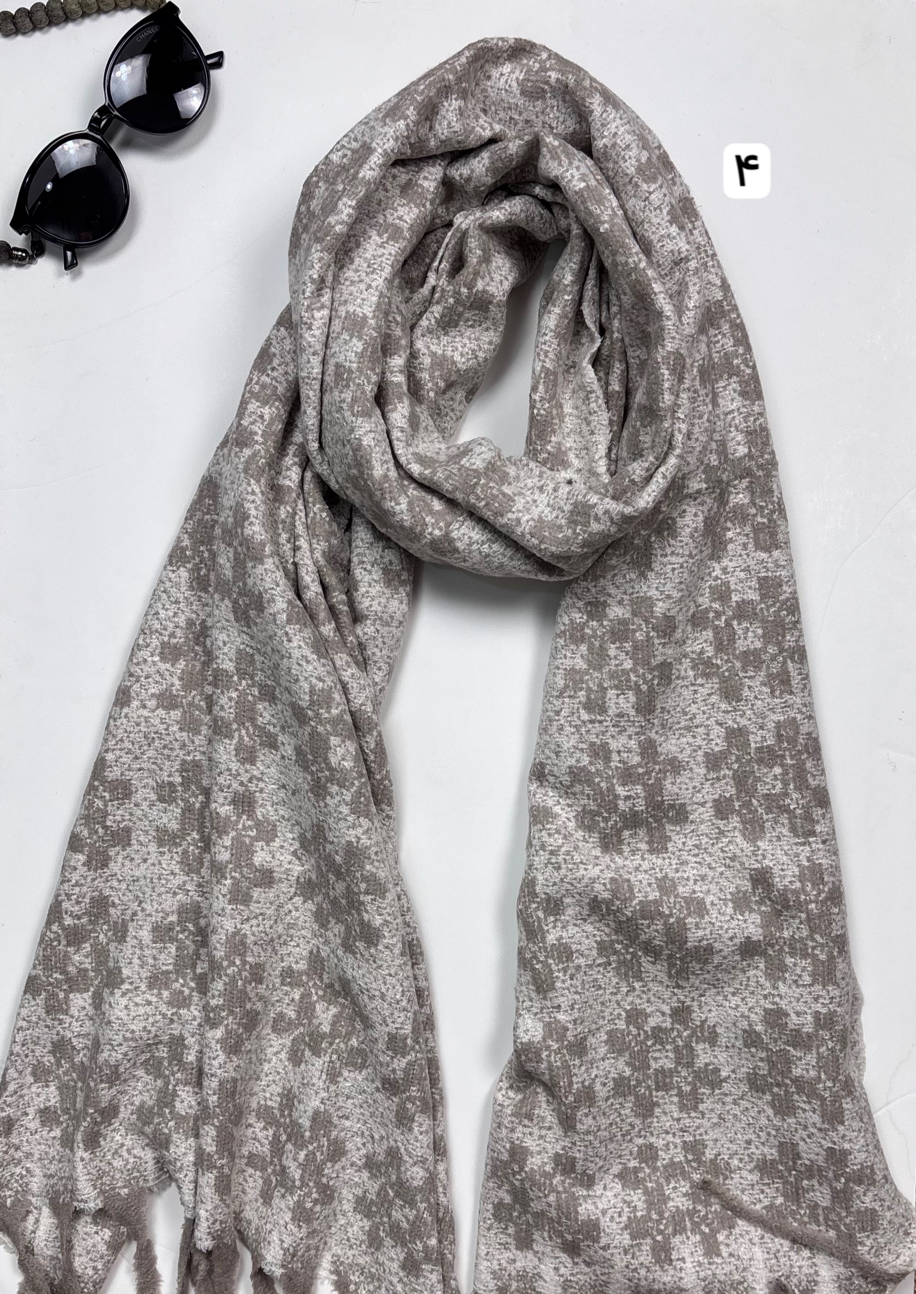 خرید شال موهر کرمی زنانه