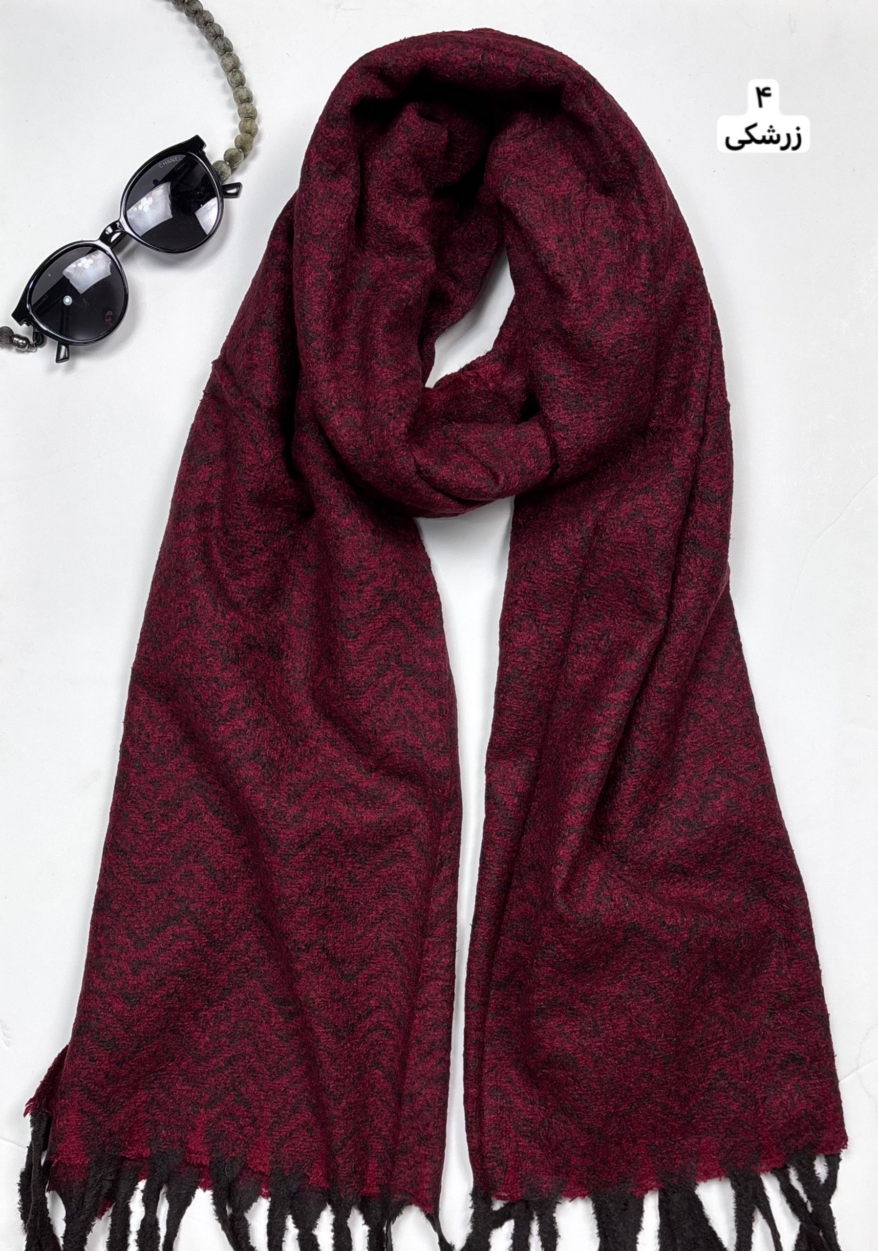 خرید شال بزرگ زرشکی موهر زنانه