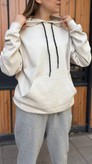 خرید هودی بیسیک ساده سفید استخونی دخترانه