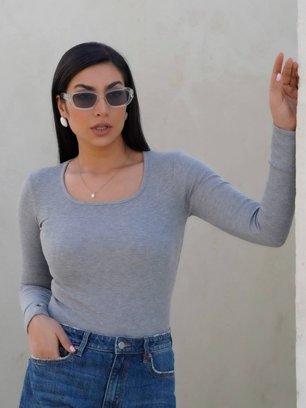 تنخور بادی یقه خشت پارچه آستین بلند جذب کبریتی زنانه